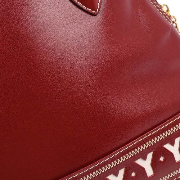 Yves Saint Laurent Red Leather Y Cut Out Handbag - Picture 9 of 11
